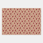 ロマンチックXXOO書道ハートバレンタインデー ラッピングペーパーシート (正面3)
