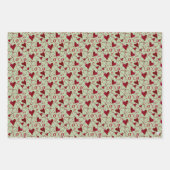 ロマンチックXXOO書道ハートバレンタインデー ラッピングペーパーシート (正面2)