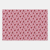 ロマンチックXXOO書道ハートバレンタインデー ラッピングペーパーシート (正面2)