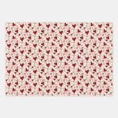 ロマンチックXXOO書道ハートバレンタインデー ラッピングペーパーシート (正面)
