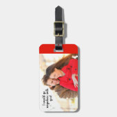 ロマンチッパーソナライズされたクフォトブラックレッドトラベル ラゲッジタグ (正面縦)