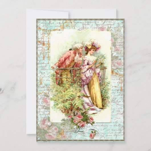 ロマンチッフランスのクカップルブライダルシャワー招待状 招待状 (正面)