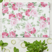 ロマンチッモダンク色のホワイトトレンディーバラフローラ キッチンタオル (折り畳み)