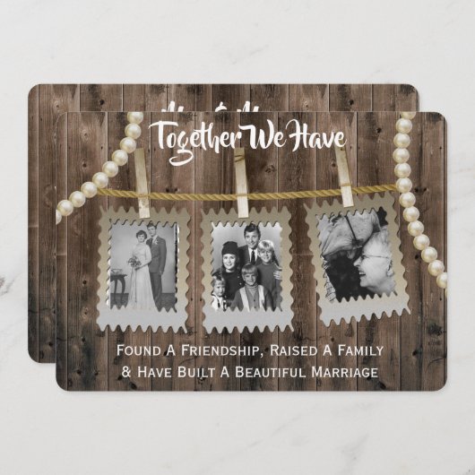 ロマンチッ素朴ク&誓いの更新(写真付き) 招待状 (正面/裏面)