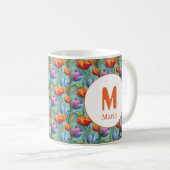 ロマンチパーソナライズされたックな春のガーリー花 コーヒーマグカップ (正面右)