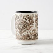 ロマンチビクトリアンックフローラハートバレンタインデー ツートーンマグカップ (正面左)