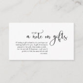 ロマンチモダンックな黒フォント、贈り物のメモ エンクロージャーカード (正面)