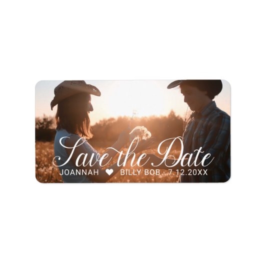 ロマンチ婚約したックなカップル写真が日付を救う ラベル (正面)