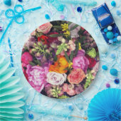 ロマンチ数々のックな色のフローラ ペーパープレート (パーティー)