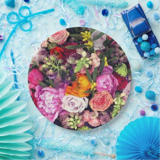 ロマンチ数々のックな色のフローラ  ペーパープレート (パーティー)