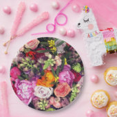 ロマンチ数々のックな色のフローラ ペーパープレート (パーティー)