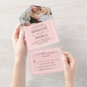 ロマンチ淡い色のック・ピン結婚クの写真  オールインワン招待状 (貼ってはがせる)