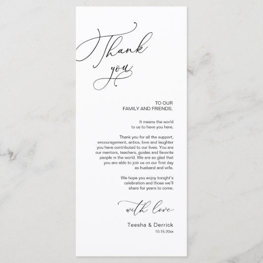 ロマンチ結婚ックな場所設定サンキューカード プログラム (正面)