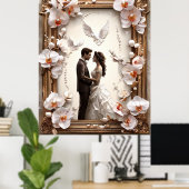 ロマンチ結婚ックのカップルエレガントフレーム ポスター (ホームオフィス)