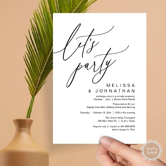 ロマンチ結婚ックのディナー踊りレッツパーティー 招待状