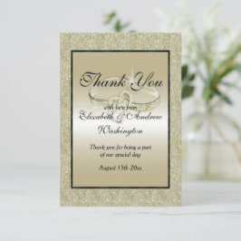 ロマンチ結婚ックのリングや輪、金ゴールド結婚グリッター サンキューカード