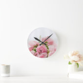ロマンチ結婚ックの恋愛ソフトピンクの花束 ラウンド壁時計 (ホーム)
