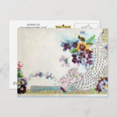 ロマンティカピンクブルー結婚ホワイトフローラ ポストカード (正面/裏面)