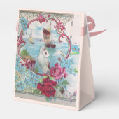 ロマンティカ優雅な結婚式ピンク宝石の石モノグラム フェイバーボックス (裏面サイド)