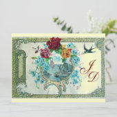 ロマンティカ３　モノグラム　ゴールド　メタリック　ペーパー 招待状 (スタンド正面)