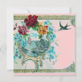 ロマンティカ3フローラブルーピンクウェディングパーティー 招待状 (正面)