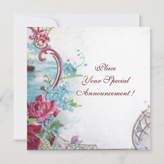 ロマンティカ エレガント フローラル ウェディング モノグラム 案内状 (裏面)