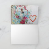 ロマンティカ/バレンタインのキューピッド集めピンクのバラ シーズンカード (内部)