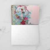 ロマンティカ/バレンタインのキューピッド集めピンクのバラ シーズンカード (内部)