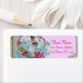 ロマンティカ、ブルーピンクブルーフローラビーチ結婚式 ラベル (インサイチュ)