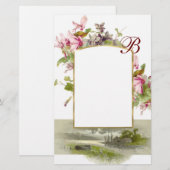 ロマンティカ モノグラム / サイクラメン、ピンク グリーン ホワイト 便箋 (正面/裏面)