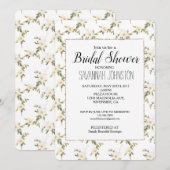 ロマンティックでおしゃれな白い花のブライズシャワー 招待状 (正面/裏面)