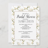 ロマンティックでおしゃれな白い花のブライズシャワー 招待状 (正面)