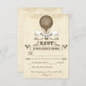 ロマンティックでヴィンテージな熱気球の結婚式出欠確認 出欠カード (正面/裏面)