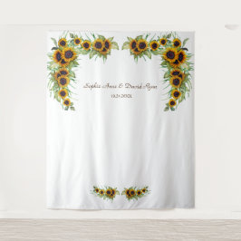 ロマンティックなひまわり ウェディング ウッド フォトブース タペストリー