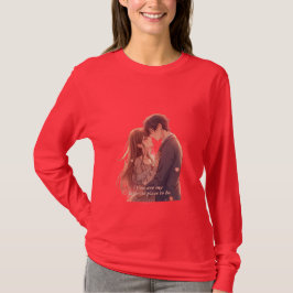 ロマンティックなアニメカップル - バレンタインデー エステティック Tシャツ