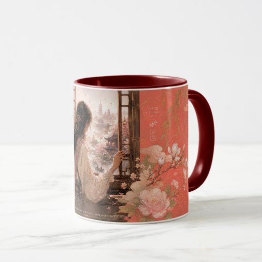 ロマンティックなアラビア風の花のモチーフ マグカップ (正面右)