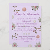 ロマンティックなウェディング 招待状 ジェーン メタル フラワー (正面/裏面)