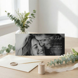 ロマンティックなエレガントスクリプト写真の結婚式 セーブザデート