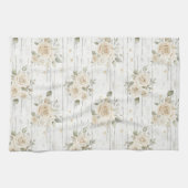 ロマンティックなクリームホワイトの花飾りボヘミアンスタイルのブライダルシャワー キッチンタオル (横)