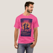 ロマンティックなグラデーションの夕焼けとダンサー Tシャツ (正面フル)