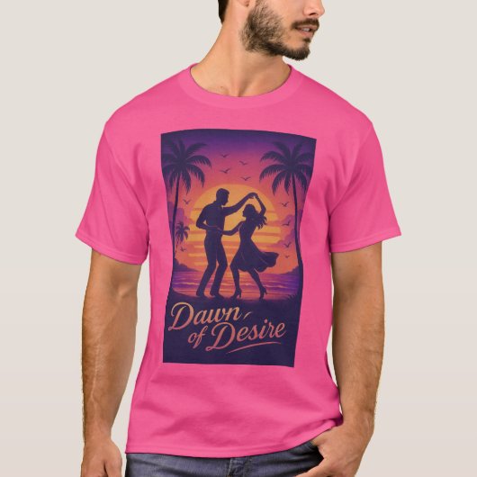 ロマンティックなグラデーションの夕焼けとダンサー Tシャツ (正面)