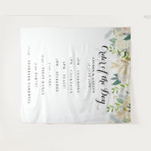 ロマンティックなグリッター ローズ ウェディング オーダー オブ ザ デイ タペストリー (正面(横))