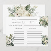 ロマンティックなグリーンとベージュの芍薬ウェディングレシピ 招待状 (正面/裏面)