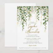 ロマンティックなグリーン ガーランド ウェディング 招待状 (正面/裏面)