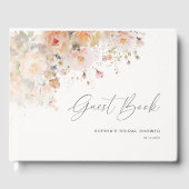 ロマンティックなコーラルピンクの花のブライダルシャワー ゲストブック (正面)