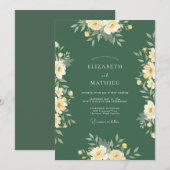 ロマンティックなサージグリーンの植物の結婚式 招待状 (正面/裏面)
