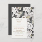 ロマンティックなシルバーの花のウェディングディテール エンクロージャーカード (正面/裏面)