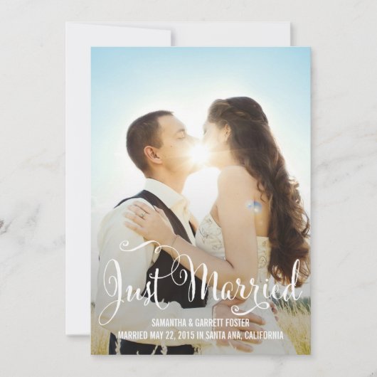 ロマンティックなスクリプト結婚発表 - ホワイト 招待状 (正面)