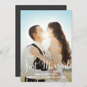 ロマンティックなスクリプト結婚発表 - ホワイト 招待状 (正面/裏面)