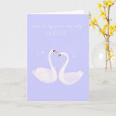 ロマンティックなスワンバレンタイン カード (黄色い花)